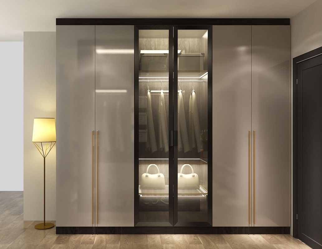 2D / 3D PANEL Houten stijl Glanzend slaapkamerkas met schuifdeur Kledingkast in Australië Standard