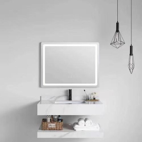 Wandhangend PVC badkamerkas vanity met wastafel toilet wit rechthoekig 36 x 22