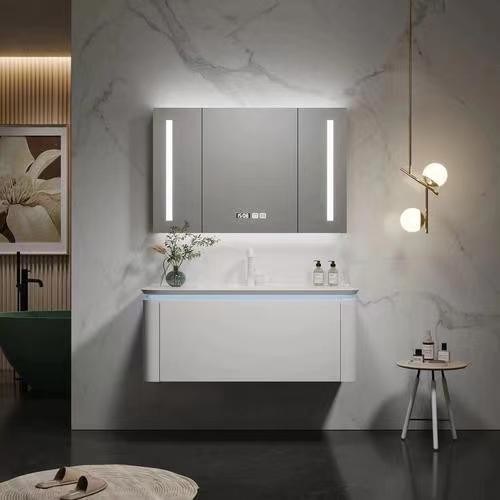 Wandhangend PVC badkamerkas vanity met wastafel toilet wit rechthoekig 36 x 22