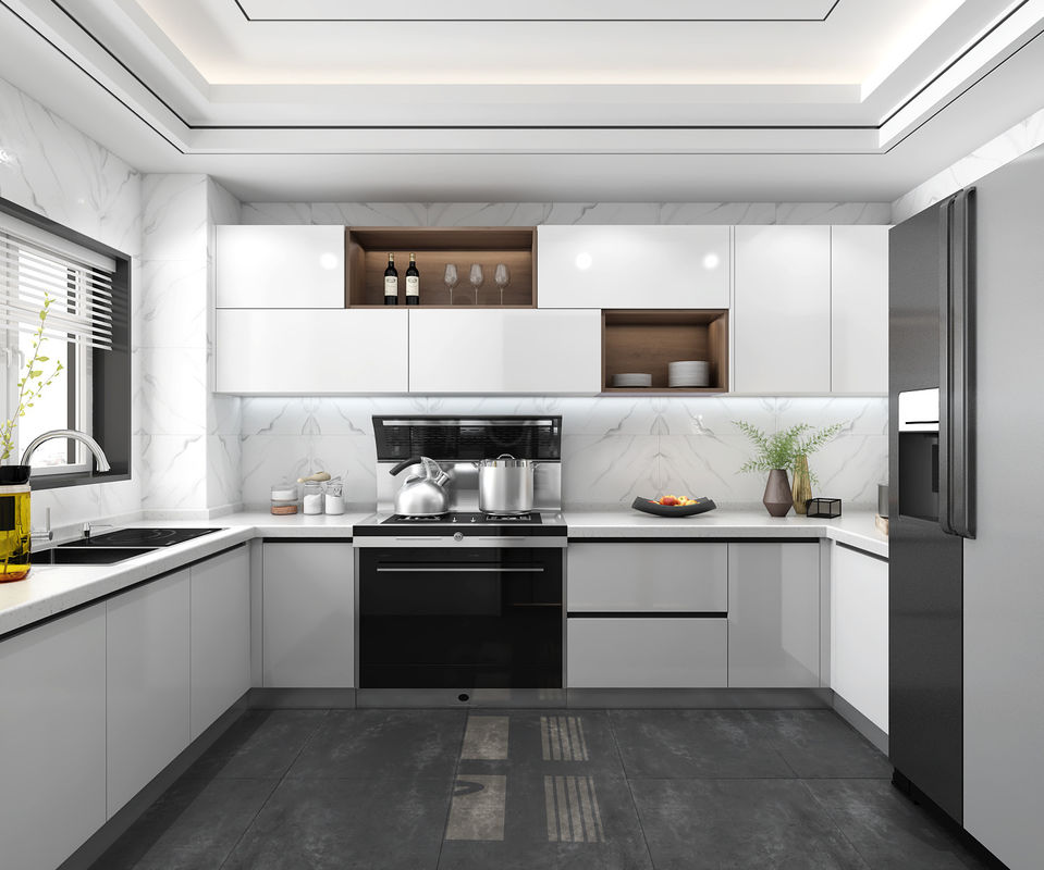 Gepersonaliseerde veneer kleur donkere pantry eenheid Keukenkasten met binnen accessoires