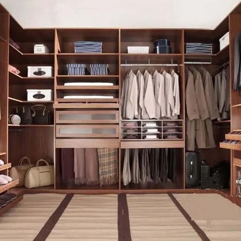 Moderne stijl walk-in kastkast voor aangepaste slaapkamermeubilair in houten modulaire