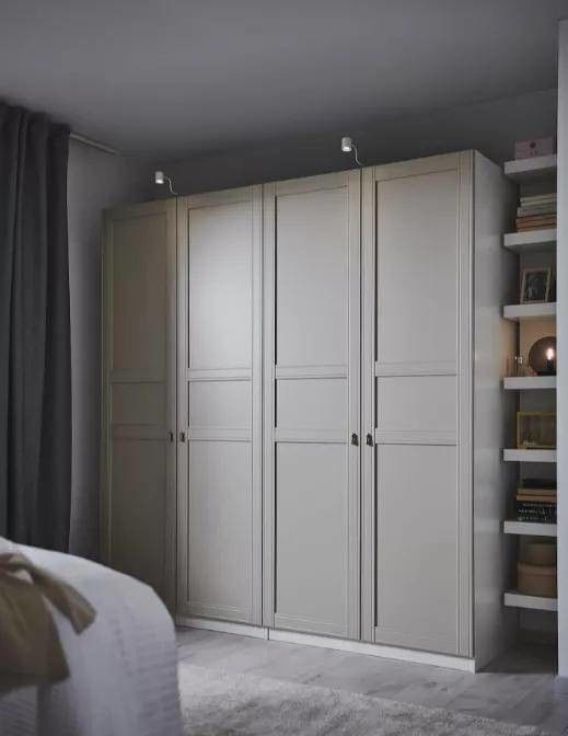 2024 Populaire Grijs Shaker Door Kledingkast Moderne Houten Stijl voor Huis Stoffen Schapkasten