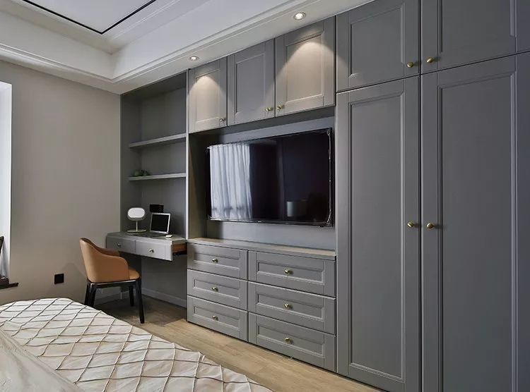 2024 Populaire Grijs Shaker Door Kledingkast Moderne Houten Stijl voor Huis Stoffen Schapkasten