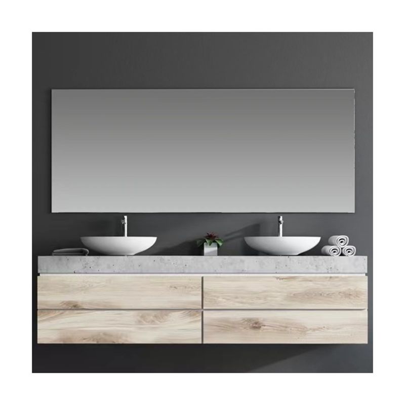 Moderne bad waterdicht Houten wand gemonteerde badkamer ijdelheid Dubbele wastafelkasten voor appartement