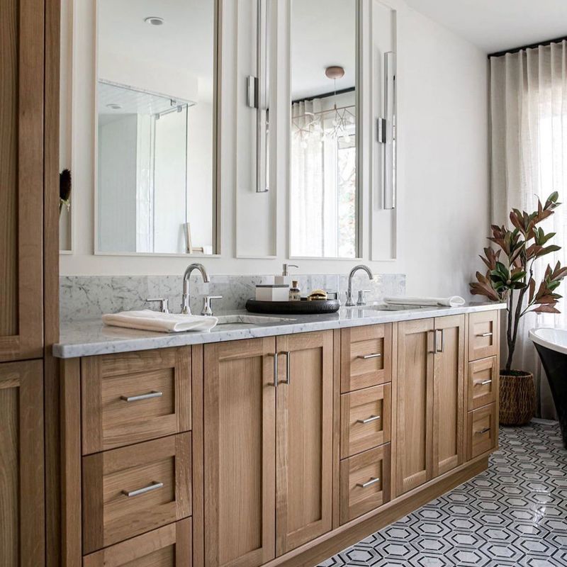Moderne bad waterdicht Houten wand gemonteerde badkamer ijdelheid Dubbele wastafelkasten voor appartement