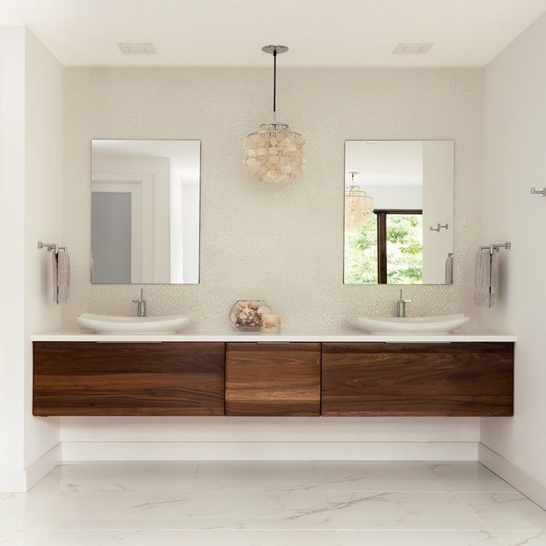 Moderne bad waterdicht Houten wand gemonteerde badkamer ijdelheid Dubbele wastafelkasten voor appartement