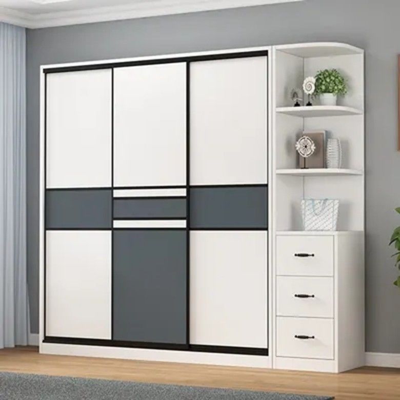 Bedkamermeubilair Nieuwste Moderne Eenvoudige 3-deurs Houten Schuifkast met 2D / 3D-ontwerp