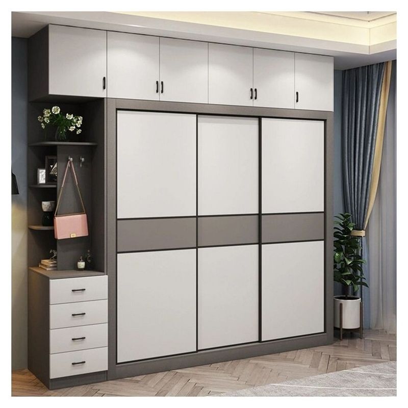 Bedkamermeubilair Nieuwste Moderne Eenvoudige 3-deurs Houten Schuifkast met 2D / 3D-ontwerp