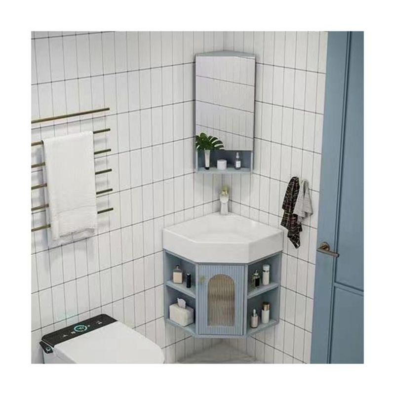 Chinese houten driehoek badkamer spiegelkast voor Slim opslag in Wall Mount Vanity