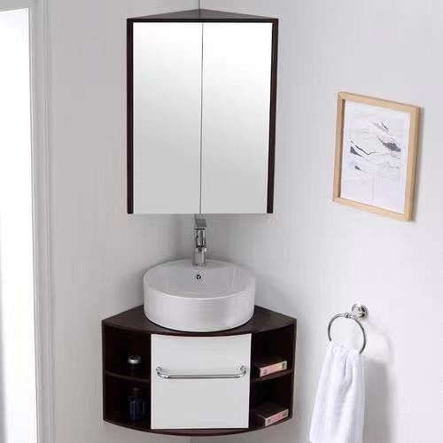 Chinese houten driehoek badkamer spiegelkast voor Slim opslag in Wall Mount Vanity