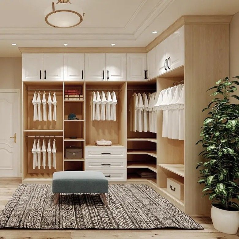 Houten stijl PANEL Grote hoek open kast kast voor thuis villa hotel appartement slaapkamer