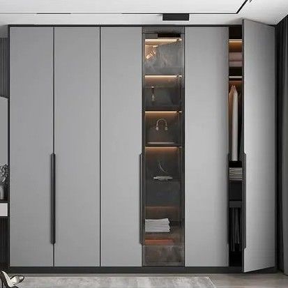 Gepersonaliseerde Matte Grey Garderobe met Contemporary Design Style en PANEL Wood Style