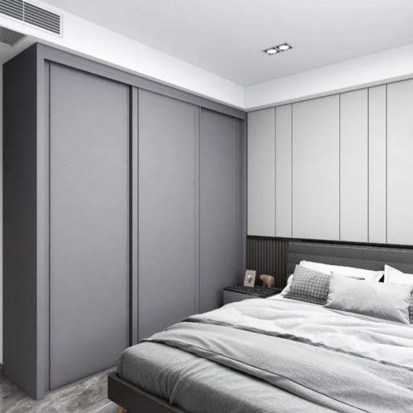 Gepersonaliseerde Matte Grey Garderobe met Contemporary Design Style en PANEL Wood Style