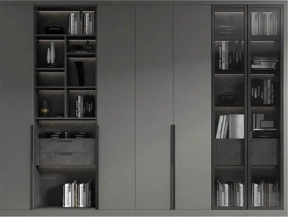 Gepersonaliseerde Matte Grey Garderobe met Contemporary Design Style en PANEL Wood Style