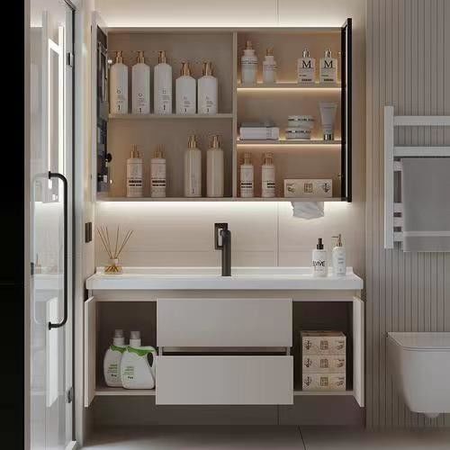 Witte badkamerkasten Handle-free ontwerp voor vanity top en woonkamer meubels combo