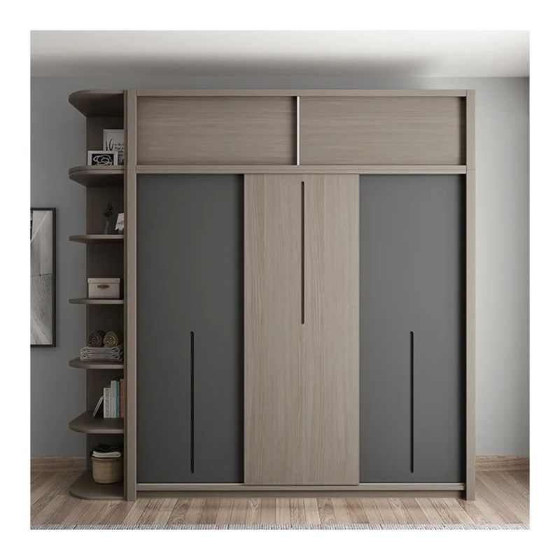 Houten stijl PANEL MDF kasten met schuifdeur voor nieuwste ontwerp ingebouwde kasten