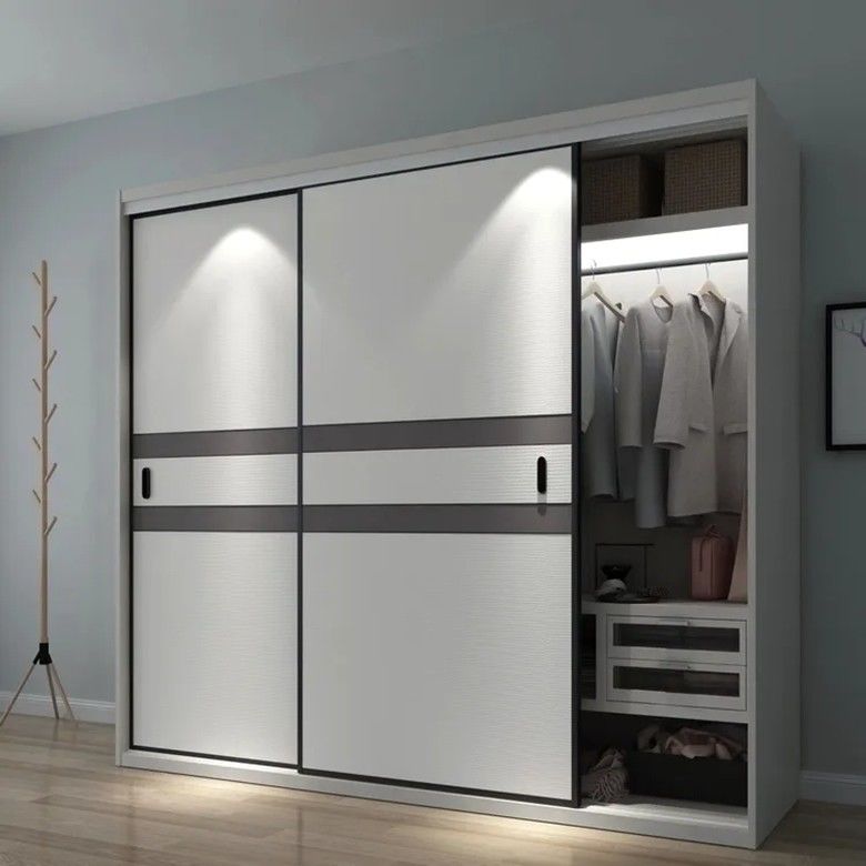 Houten stijl PANEL MDF kasten met schuifdeur voor nieuwste ontwerp ingebouwde kasten