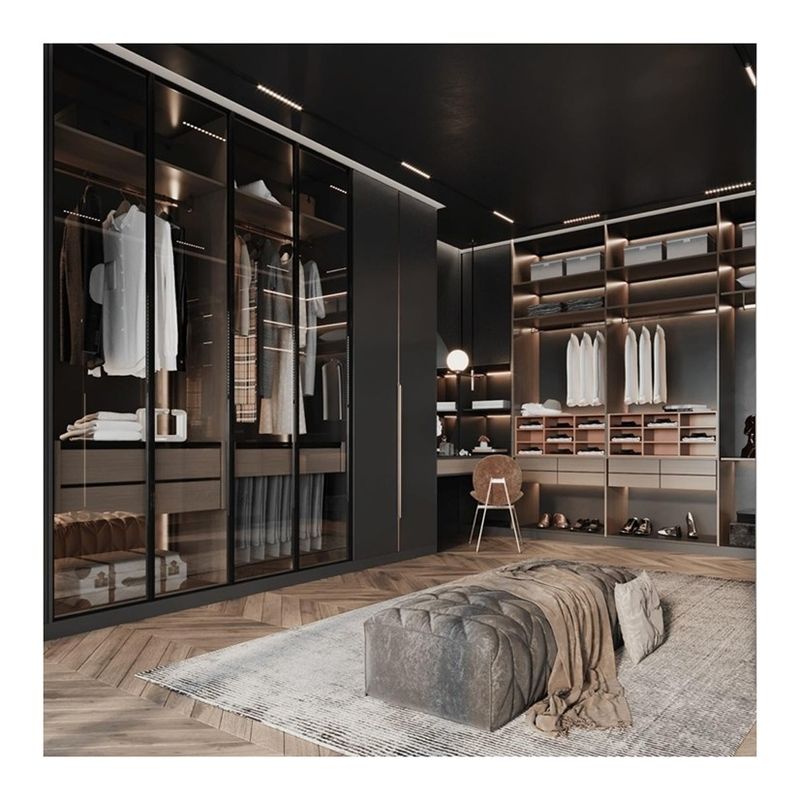 Moderne stijl Houten slaapkamer combinatie Walk-in kast voor thuis Villa Hotel Appartement