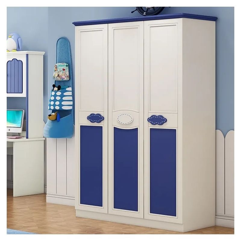 Slaapkamer Blauwe kast Meubelen voor kinderen Kledingkast PANEL Houten stijl Postverpakking N