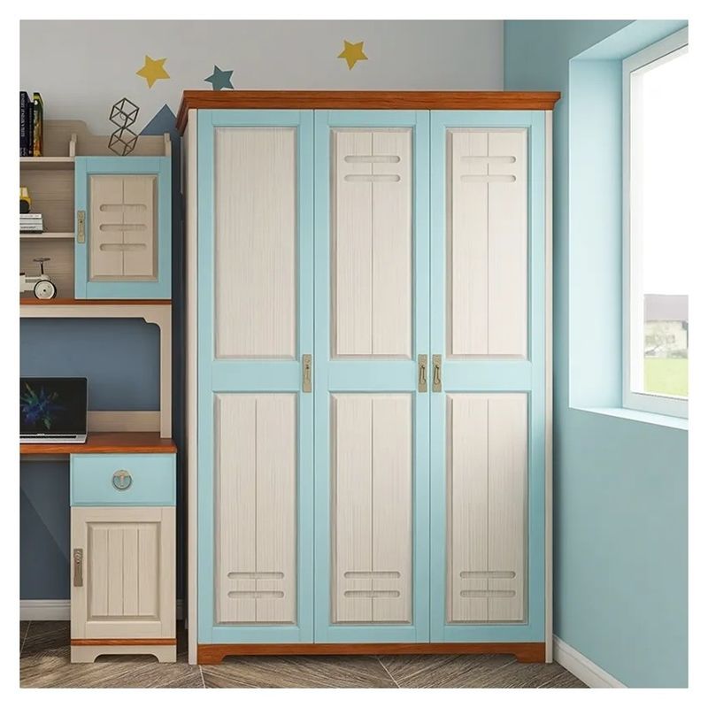 Slaapkamer Blauwe kast Meubelen voor kinderen Kledingkast PANEL Houten stijl Postverpakking N