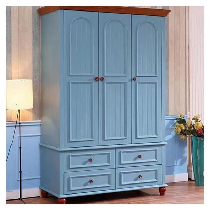 Slaapkamer Blauwe kast Meubelen voor kinderen Kledingkast PANEL Houten stijl Postverpakking N
