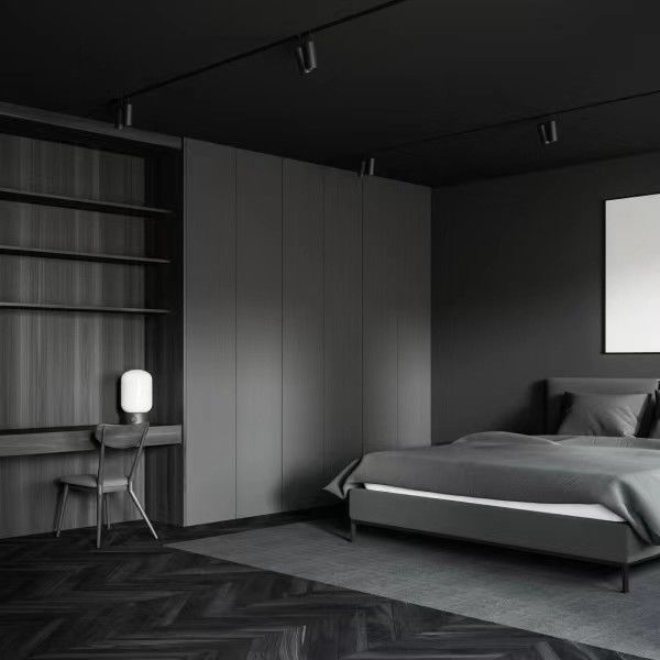 Minimalistisch ontwerp Matte grijze modulaire kast met moderne stijl en houten panelen