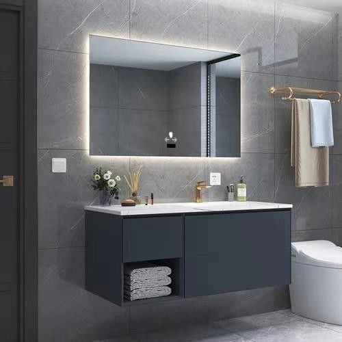 Gepersonaliseerde combinatie spiegel badkamer ijdelheid met een enkele muur hangende kast Breedte 38-46