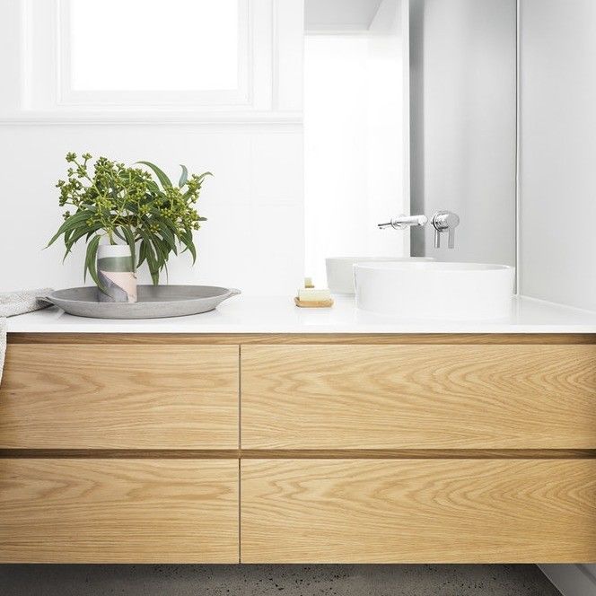 Massive Wood Door YALIG Modulaire Houten Veneer Single Sink Badkamer Vanity in Modern Design