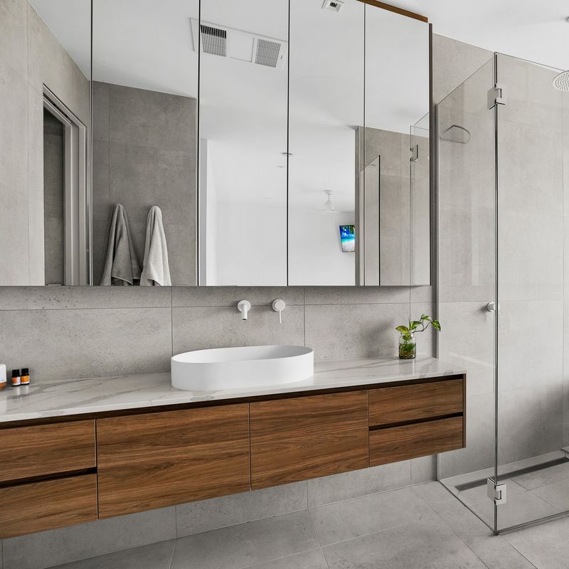 Massive Wood Door YALIG Modulaire Houten Veneer Single Sink Badkamer Vanity in Modern Design