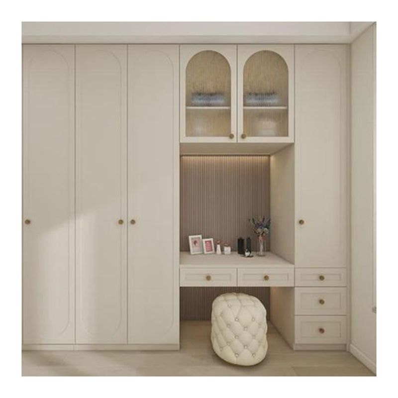 Moderne stijl 3 deur kast met spiegel dressing table YALIG Custom Made Solid Wood