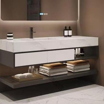 Waterdicht badkamerkas vanity met aangepaste kleur kunstmatige kwartssteen wasbak
