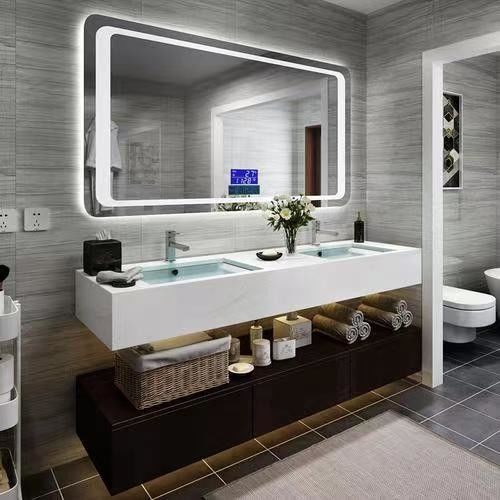 Waterdicht badkamerkas vanity met aangepaste kleur kunstmatige kwartssteen wasbak