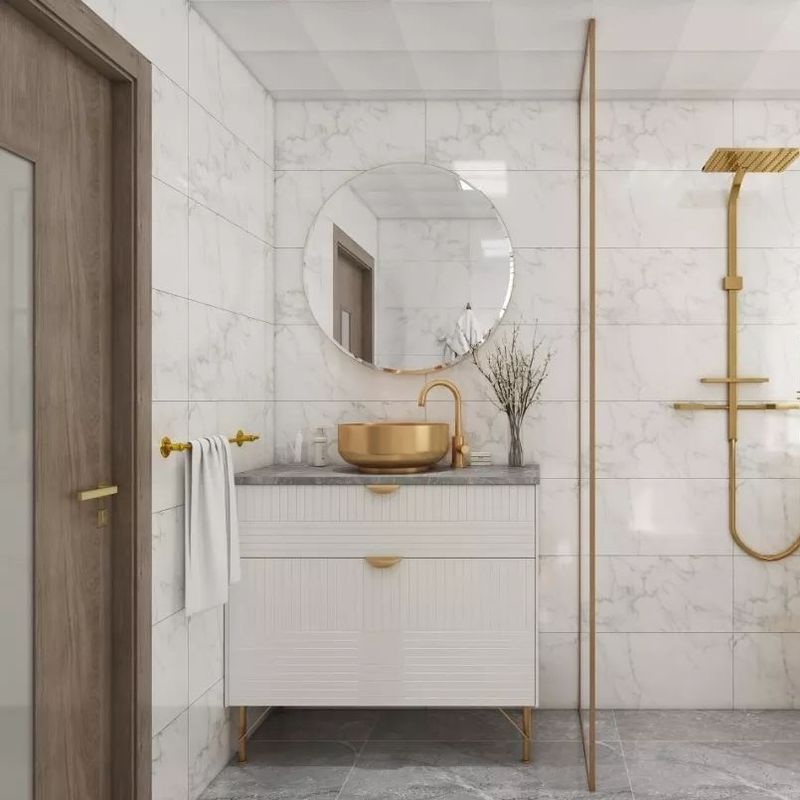 Waterdicht badkamerkas vanity met aangepaste kleur kunstmatige kwartssteen wasbak
