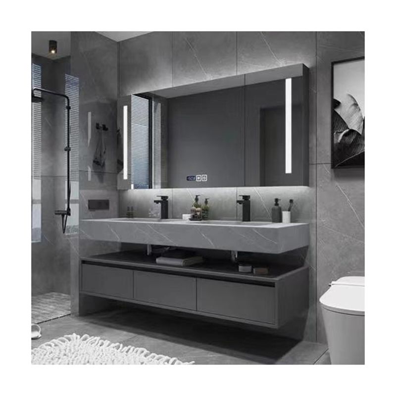 Op maat gemaakte Italiaanse badkamer vanity met LED spiegel YALIG Aanpasbare kleur en ontwerp