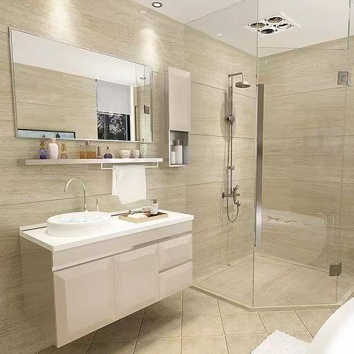 Op maat gemaakte Italiaanse badkamer vanity met LED spiegel YALIG Aanpasbare kleur en ontwerp