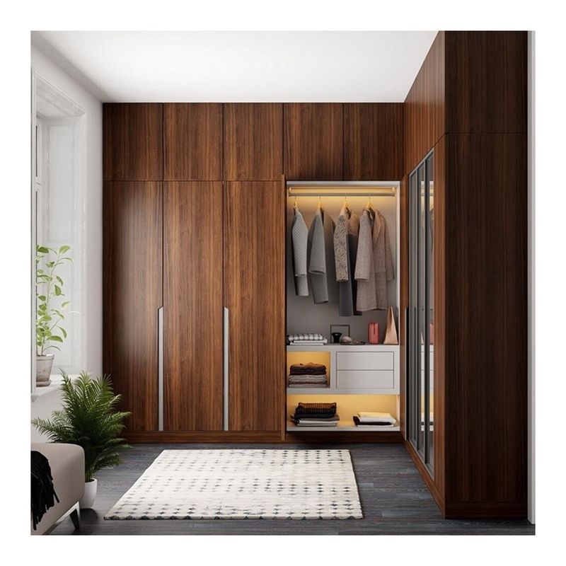 YALIG Hotelmeubilair Hedendaagse Houten Schuifdeur Garderobe met ingebouwd systeem
