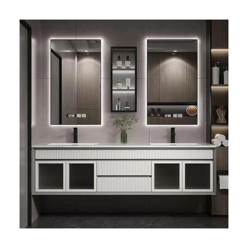 Organiseer je badkamer met YALIG Custom Vanity Cabinet Dubbele gootsteen en zilveren spiegel