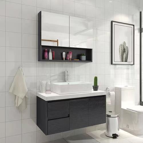 Op maat gemaakte ontwerpen en MDF-deurmateriaal in YALIG Floating Vanity Set voor moderne badkamers