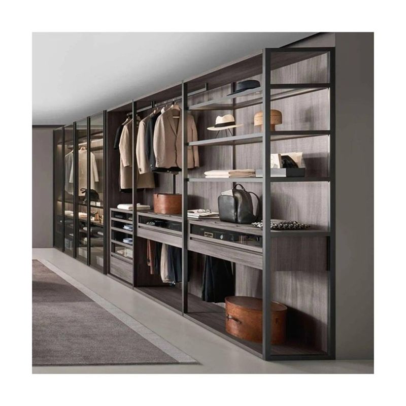 Moderne houten melamine slaapkamerkasten Walk in Closet-systeem voor luxe woonruimtes
