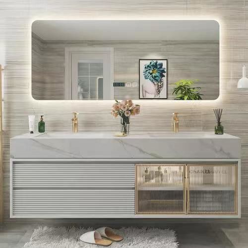 Rectangle Vanity YALIG Custom Luxury Quartz Counter Top Set voor modern badkamerontwerp