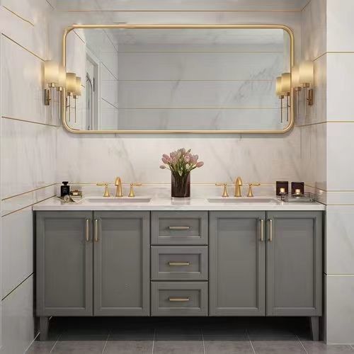 Verbeter je badkamer met YALIG Custom Gold Double Sink Vanity Combo en Wall Mount