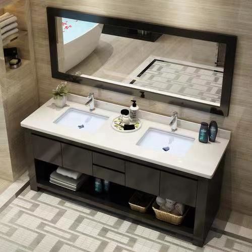 Verbeter je badkamer met YALIG Custom Gold Double Sink Vanity Combo en Wall Mount