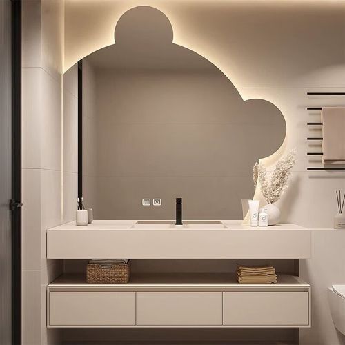 Moderne handvatvrije ontwerp YALIG Gold make-up organisator voor badkamer ijdelheid en wastafels