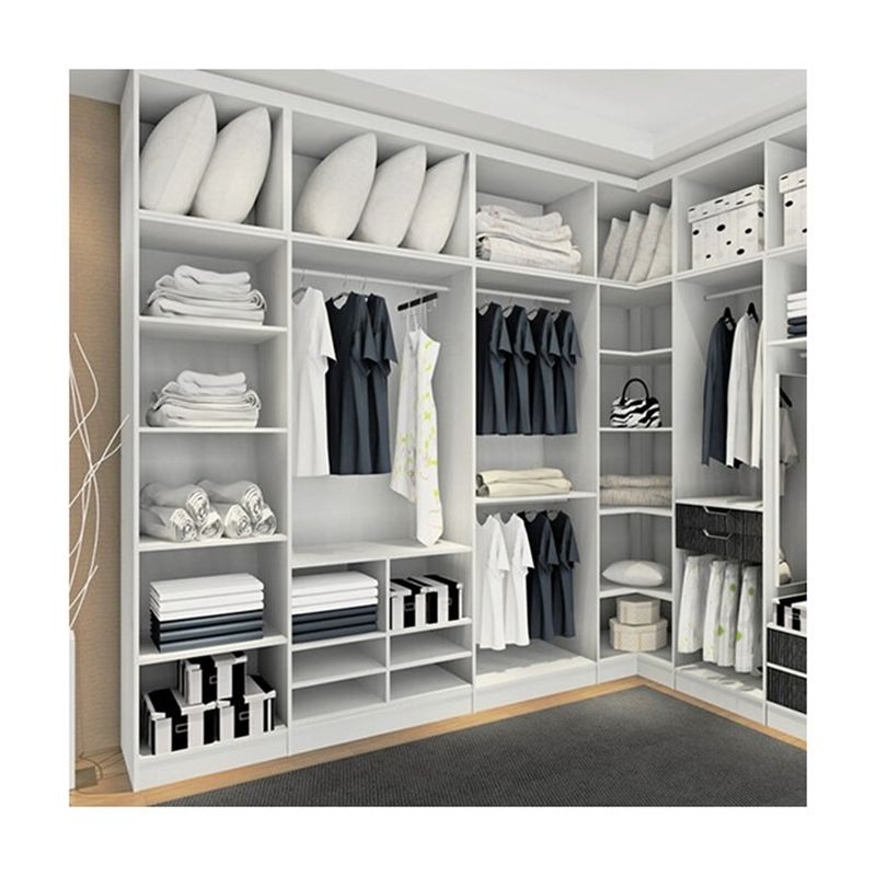 Bedkamermeubilair Moderne kleine L-vorm Walk in Closet Garderobe voor slaapkameroplossing