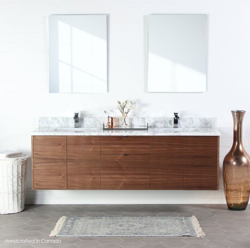 Verander uw badkamer met massief houten wandmontage vanities en drijvende wasbak