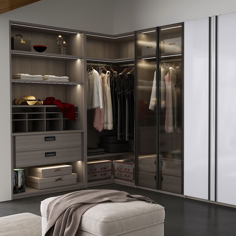 YALIG Doorzichtige deur en witte Sunmica ontwerpen voor houten kast in slaapkamer sets