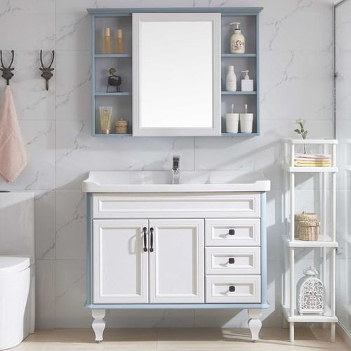 YALIG Customized Counter Wash Basin Houten Witte Kas Badkamer Vanity Kasten Met Zilveren Spiegel