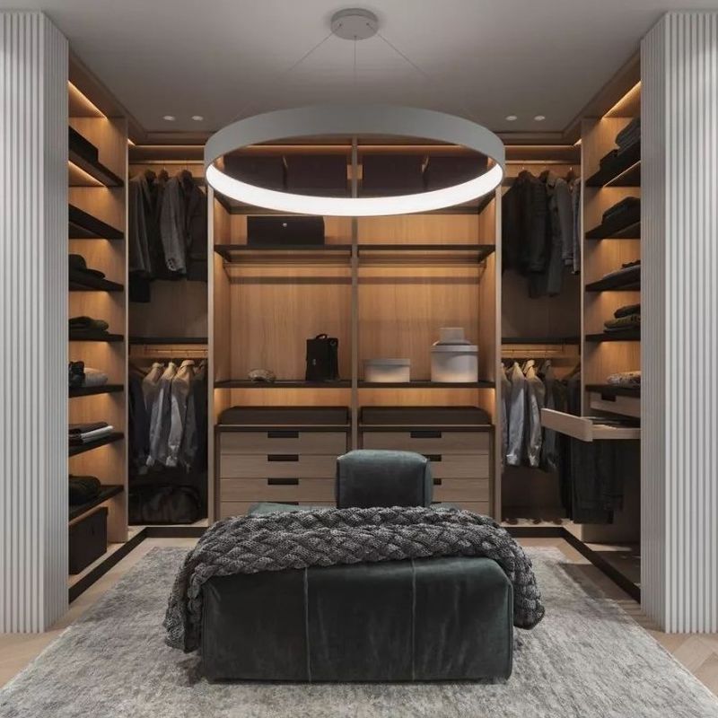 Grote houten wandeling in ingebouwde kast voor modern appartement 2D / 3D en high-end design