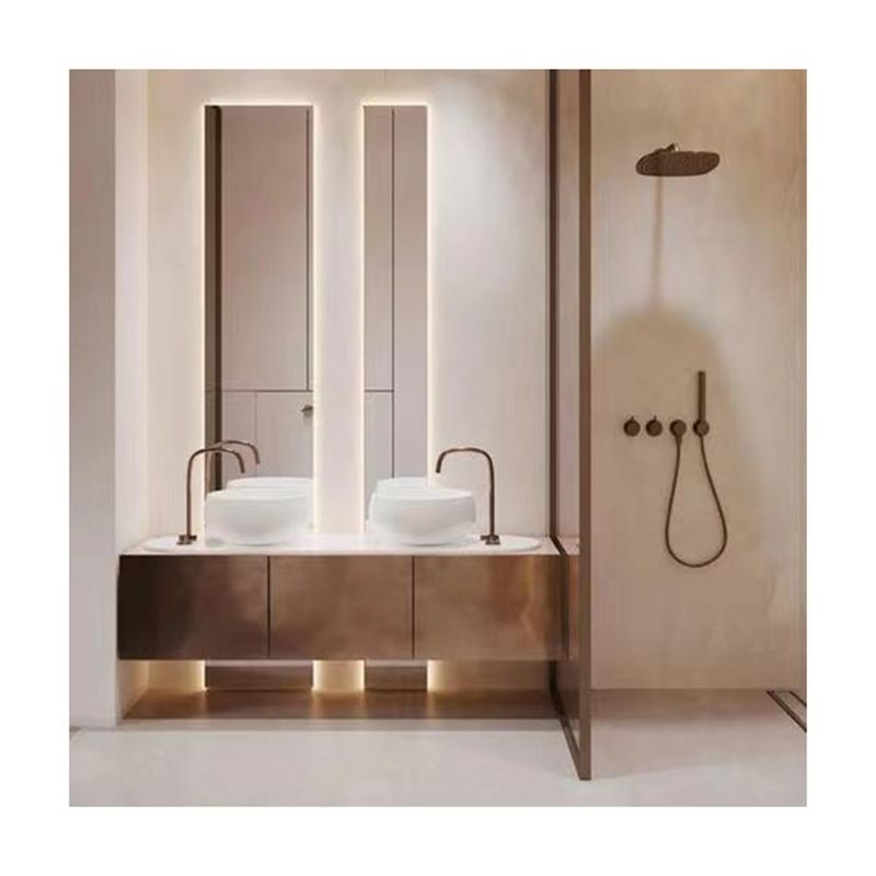 Moderne kast opslag en badkamer vanity licht combo met spiegel door YALIG Design
