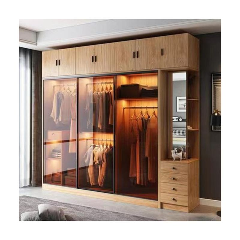 Minimaal onderhoud Moderne houten kleur Melamine Swing Door Slaapkamer Garderobe voor villa